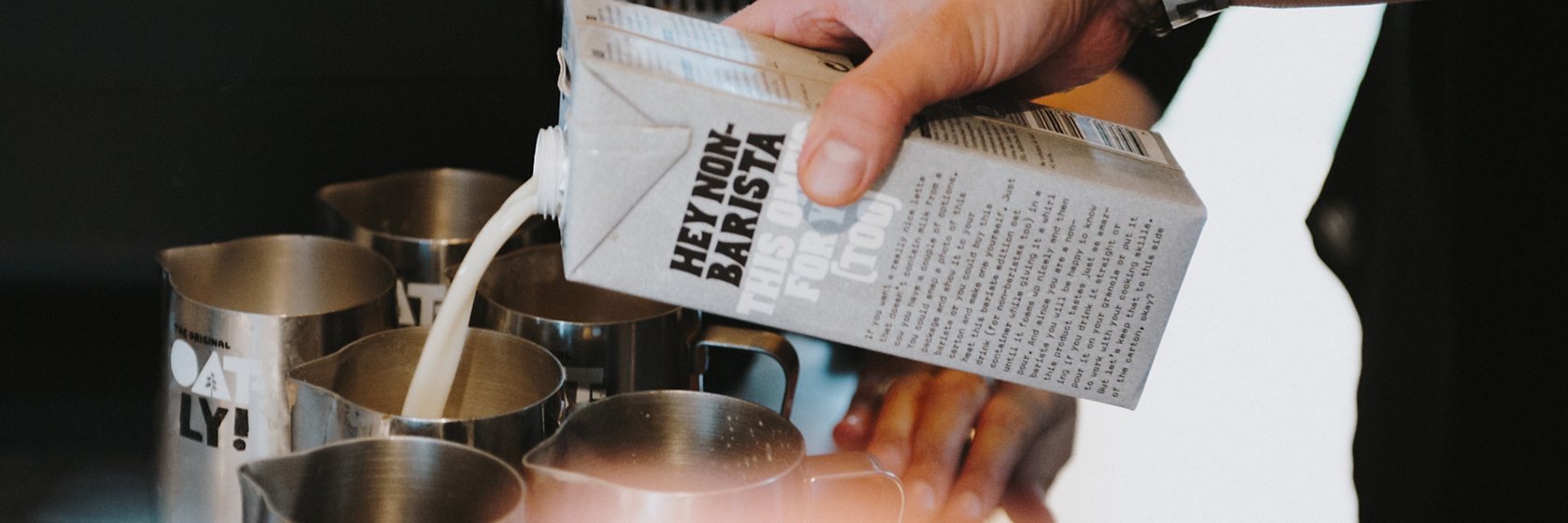 Pouring oat milk